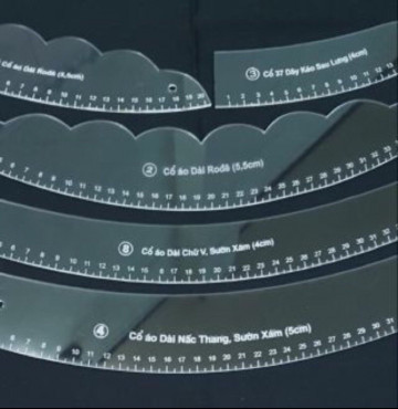 Bộ thước 8 cây vẻ cổ áo dài và các loại cổ áo khoác